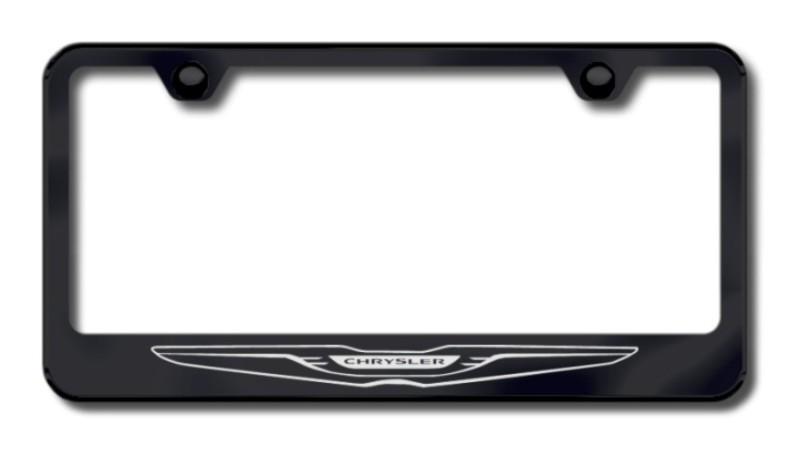 Chrysler  logo etched black license plate frame-metal made in usa genuine