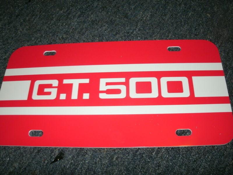 Shelby cobra mustang gt500 gt-500 side stripe logo license plate red / white new