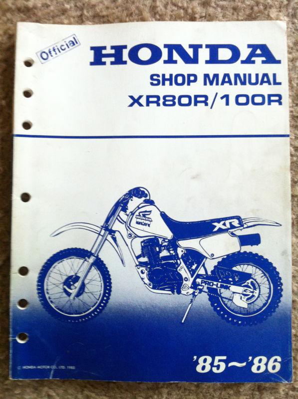 Vintage 85 86 official honda shop repair manual xr80 xr80r 100r dirt bike great