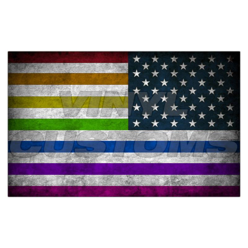 5" american rainbow flag decal sticker custom v2 reversed a+