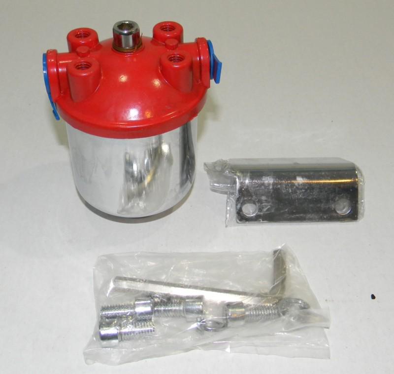  chrome and red aluminum  fram style canister fuel filter large new 