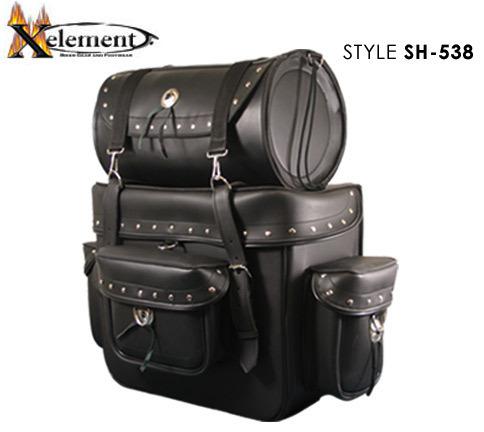 Sh-538 xelement large deluxe motorcycle touring saddlebag  w/ rain cover 16x18x9