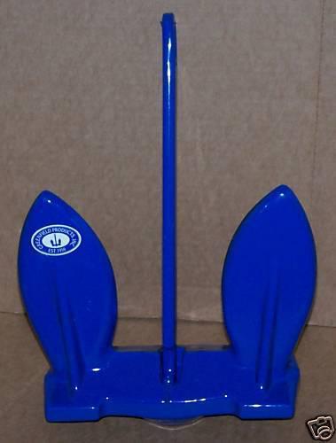 Navy style anchor blue 15 lbs. for boats up to 18' pvc coated greenfield usa 