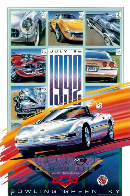 1992 white chevrolet corvette c1 c2 c3 c4 stingray zr1 z06 ad poster print art 