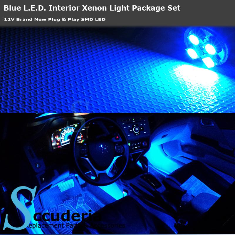 4 pieces xeon blue hi power led interior package kit set 92-00 honda civic