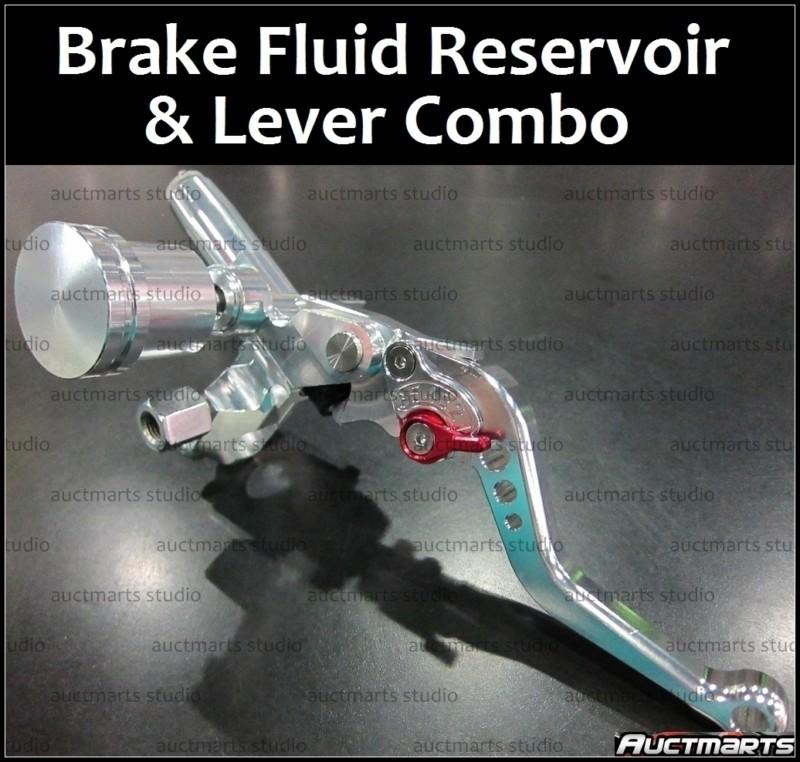 Universal suzuki gsxr600 gsxr750 brake fluid reservoir lever combo silver d