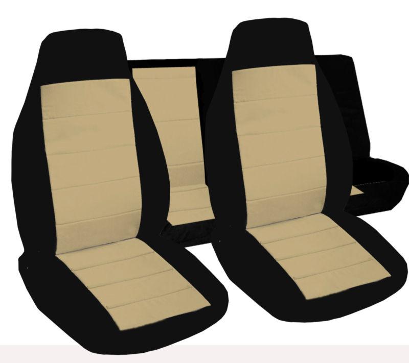 Black / tan cotton car  seat covers. front and rear jeep wrangler tj 97-02 