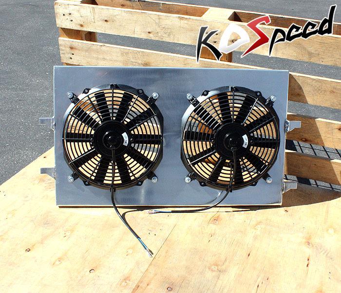 Aluminum racing radiator cooling fan shroud 2 fans mit lancer evolution evo x 10