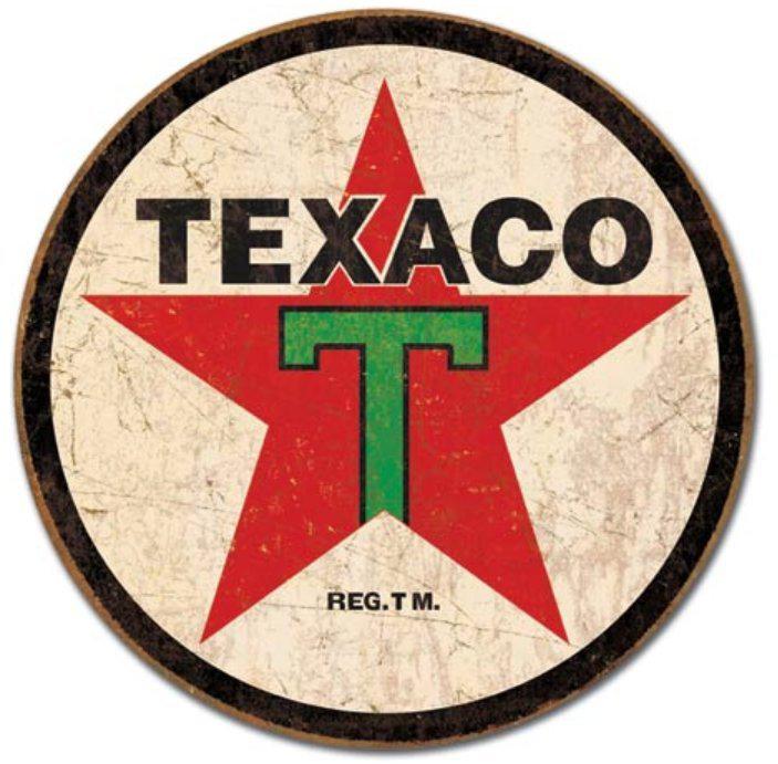 Vintage style texaco star 11 3/4" rusty round sign garage auto car