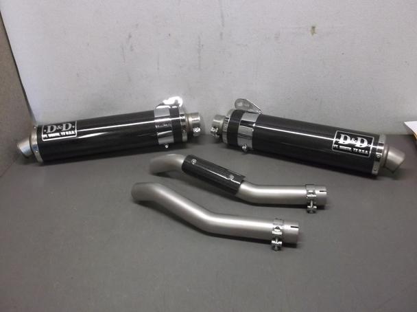 D&d carbon fiber mufflers and mid pipes for custom applications on sportbikes