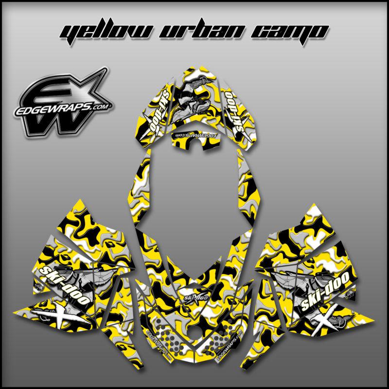 Ski doo rev, xp, mxz, custom graphics decal kit - 08/12 yellow urban camo