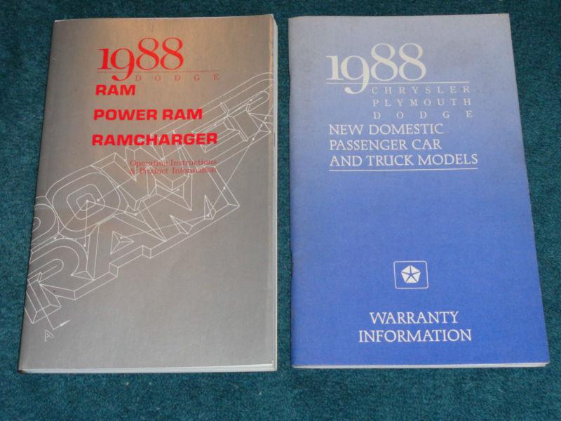 1988 dodge truck / pickup / ramcharger owner's manual set original guide book