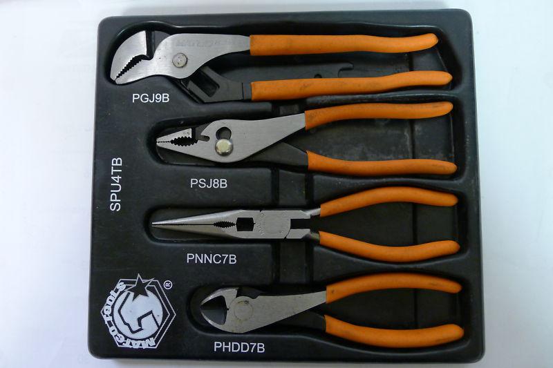 Matco tools lot of 4 pliers set of 4pc pgj9b psj8b pnnc7b phdd7b spu4tb