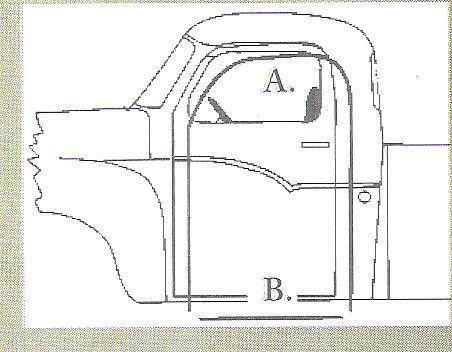 New 1949-64 studebaker c-cab truck door rubber set