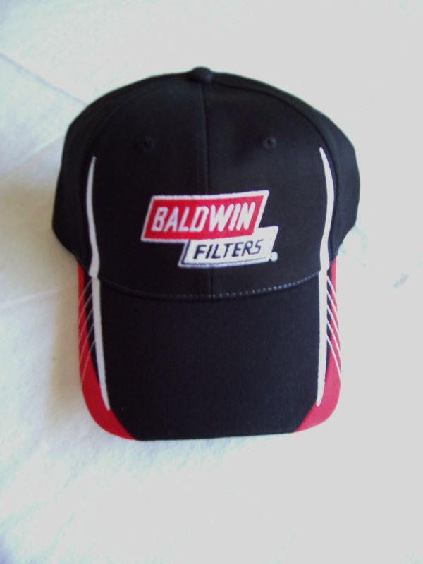 New baldwin filters hat/cap: black/red/white, with logo. 