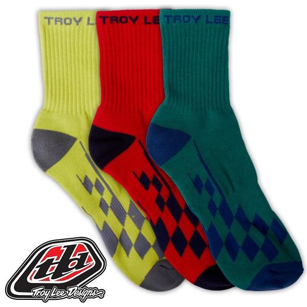 Troy lee designs tld crew socks- race checkered multi 3-pack- 2 sizes