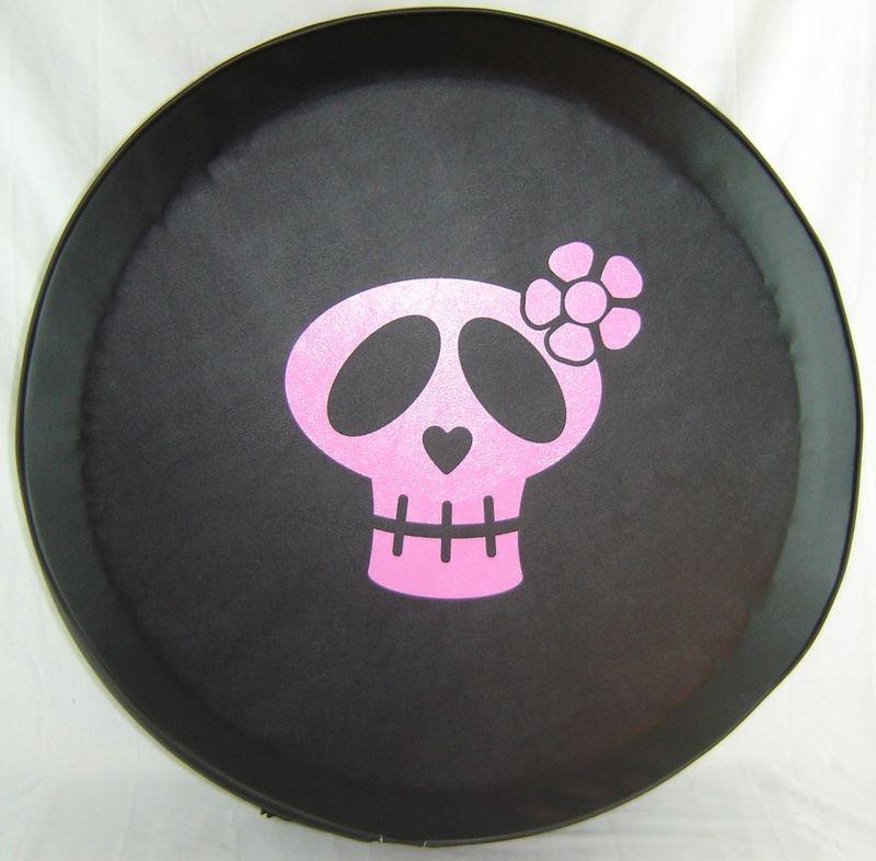 Sparecover® abc series - girly skull pink on 27" black vinyl tire cover 4 honda