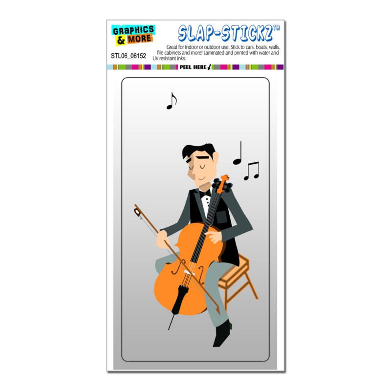 Cello player neutral colors - sheet music - slap-stickz™ window bumper sticker