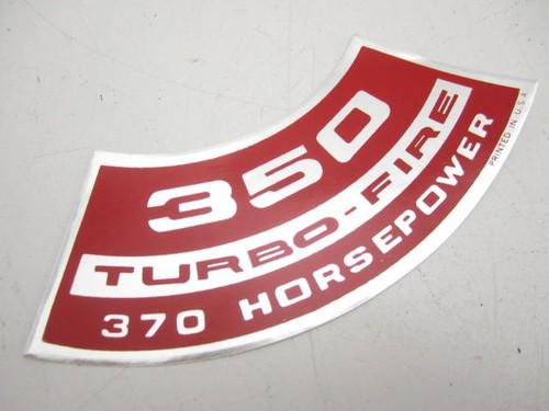 Corvette new air cleaner decal "350 turbo-fire 370 horsepower" 1970 lt1