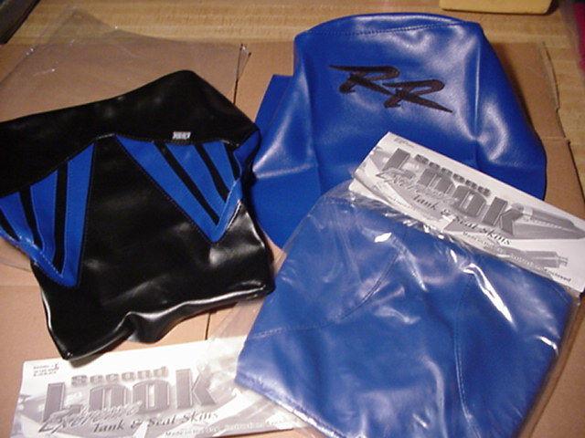 2004 honda cbr 600rr  2-pc seat cover skins & tank bra blue/black second look  