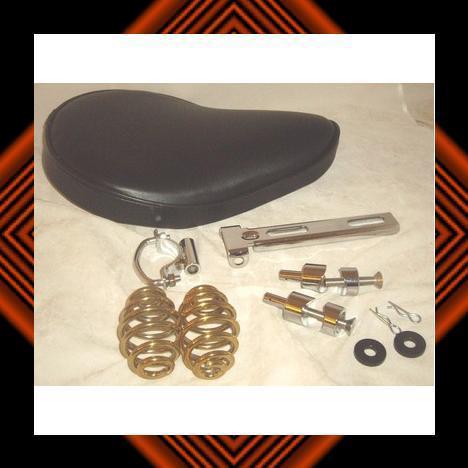 Bsa  solo seat black 9.5" complete bolt on kit 3" brass springs  f & r mounts