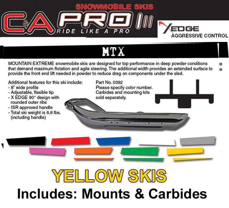 C&a pro mtx extreme ski pkg ski-doo 2003 & older dsa yellow skis, mnts, carbides