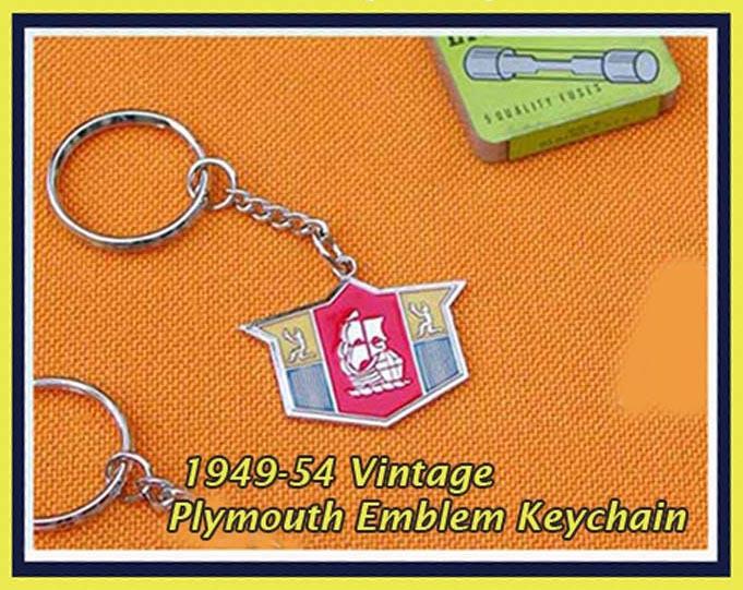 Old style 1949 plymouth emblem keychain special deluxe 1950 convertible