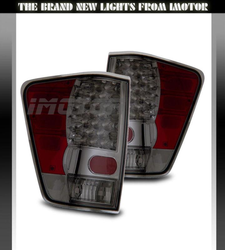 04-09 nissan titan le/se/xe/pro-4 pickup led tail lights brake lamps smoke lh+rh