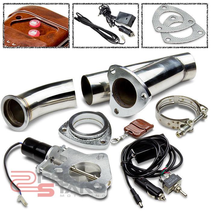 2.25" electric catback exhaust e-cut out y-pipe+remote control+wiring harnesses