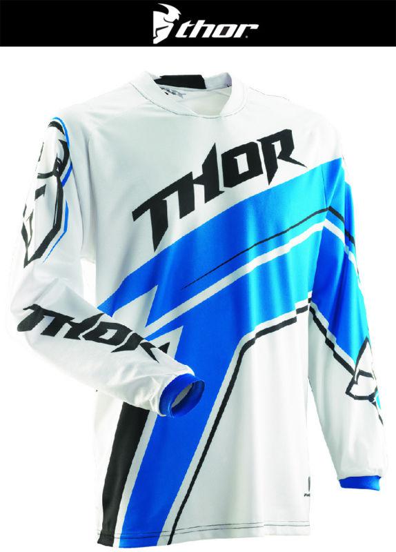 Thor phase stripe white blue black dirt bike jersey motocross mx atv 2014