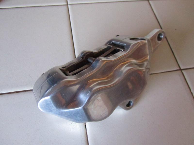 Hhi hawg halters 4 piston right side front caliper, polished, '84 - '99 harley