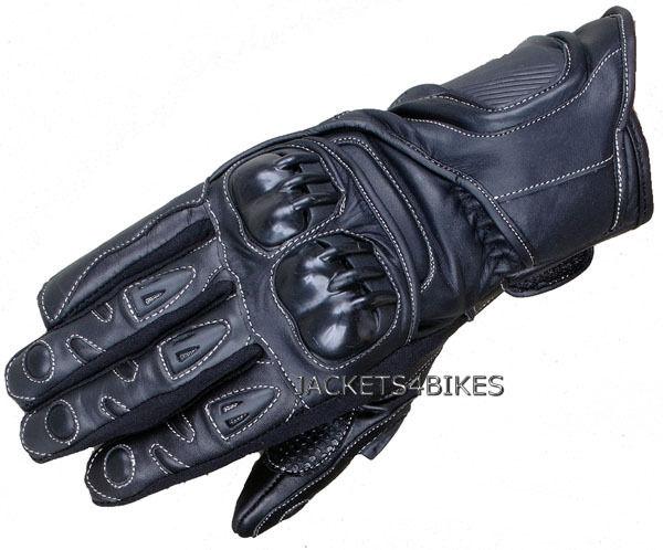 Motorcycle leather gloves tpu knuckle black g89 l