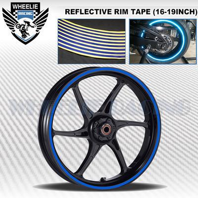Blue reflective rim tape wheel stripe moto bike auto decal race 16 17 18 19 inch