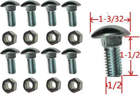 Stainless 1/2"-13 x 1-1/2" bumper bolts bolt + nuts - 1-3/32" round head ten pcs