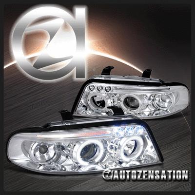 99-01 audi a4 s4 b5 chrome clear led drl halo projector headlights