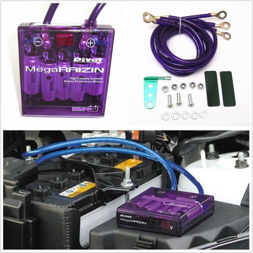 Purple car fuel saver voltage volt stabilizer regulator &amp; 3 earth grounding wire