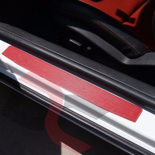 2010-2015 camaro red carbon fiber door jamb decal kit - chevy cover kick plate