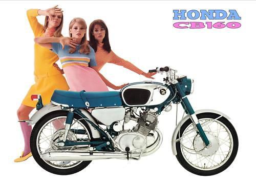 Honda poster cb160 1960&#039;s 1965 1966 1967 1968 1969 1970 suitable 2 frame