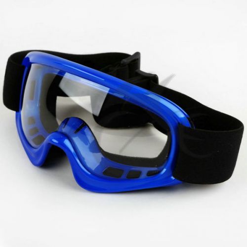 Adjustable double buckle strap blue youth racing off-road competition goggles
