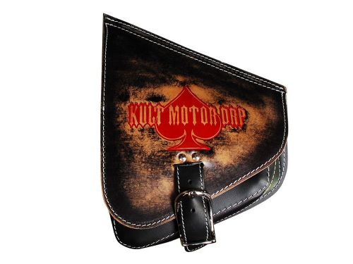 Custom solo leather saddlebag harley bobber softail swing arm 0124