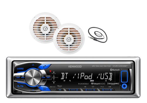 New kenwood marine mp3 usb pandora ipod bluetooth radio 2 5.25&#034; enrock speakers