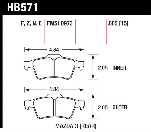 Hawk performance hb571z.605 disc brake pad fits 04-07 3 5 s40