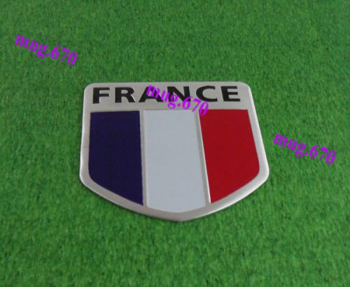 Auto car aluminum france french flag shield emblem badge decal sticker