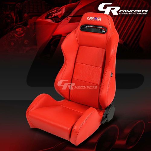 Nrg red 100% real leather sports racing seats+mounting slider driver left side