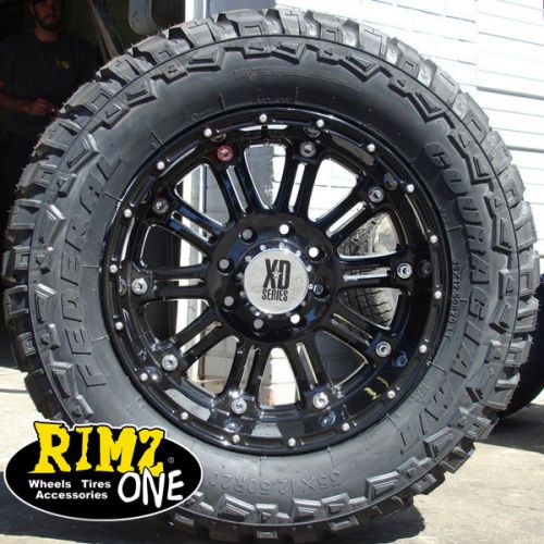 20&#034; xd hoss wheels black 35x12.50-20 federal mt 35&#034; tires ford chevy dodge jeep
