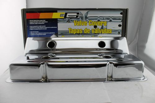 Mr gasket 9420 chrome engine valve cover set stock height chevy small block sbc