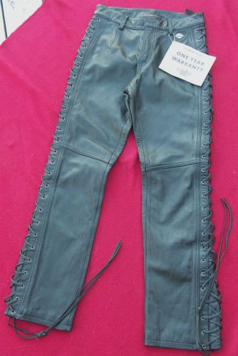 Women&#039;s harley davidson leather side laced pants sz 6~brand new with tags