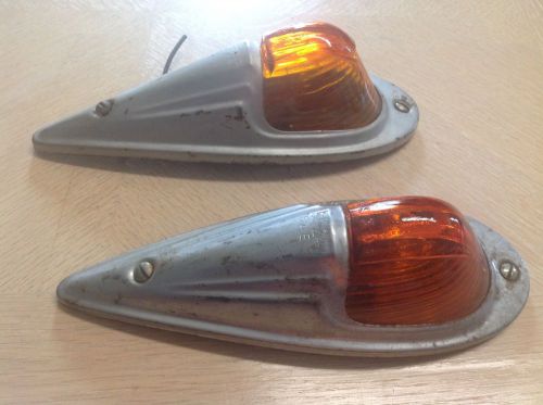 Wow pair sp 247 nos cab fender light lamp amber glass truck bus rare vintage