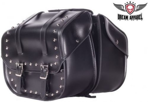 Motorcycle saddlebag set large studded design throw over black
