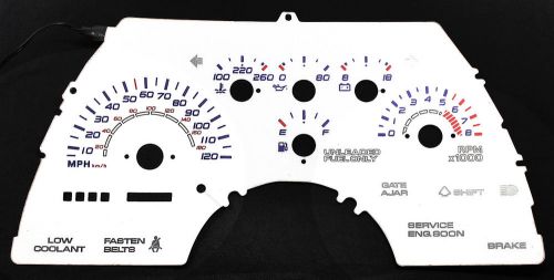 120mph indiglo euro reverse white face el glow gauge for 89-90 chevy cavalier